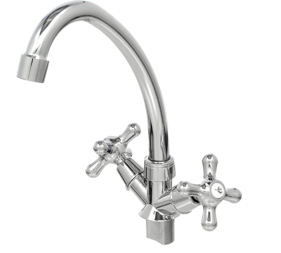 Изображение товара Смеситель стандарт двухвентильный для кухни Dikalan гайка, латунная керамическая кран-букса 1/2" 67-0-718