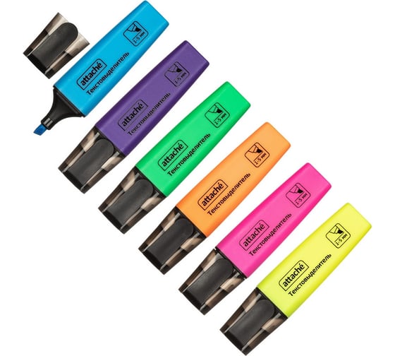 Изображение товара Маркер Attache Colored выделитель текста 1-5 мм набор 6 цветов, 6 шт 958570