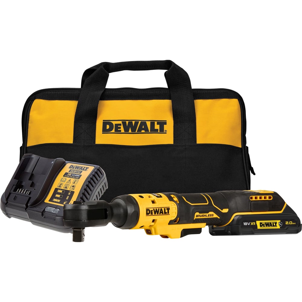 Изображение товара Аккумуляторный угловой гайковерт Dewalt DCF512D1, с трещоткой, 18 В, 95 Нм, 250 об/мин, с АКБ 2 Ач и ЗУ, в сумке DCF512D1-QW