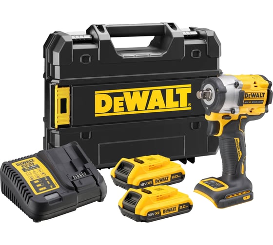 Изображение товара Аккумуляторный бесщеточный гайковерт Dewalt 18 В, 610 Нм, 2500 об/мин, 3550 уд/мин, с 2 АКБ 2 Ач и ЗУ, в кейсе TSTAK, DCF921D2T DCF921D2T-QW