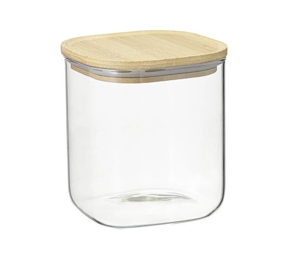 Изображение товара Банка для хранения Smart Solutions квадратная Glass Bamboo, 1.5 л SS0000165