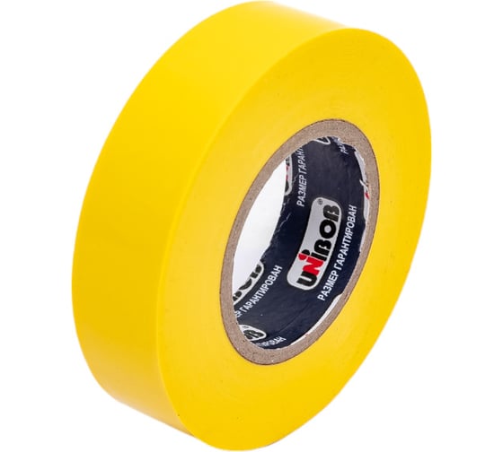 Изображение товара Изолента ПВХ UNIBOB 19 мм х 20 м, желтая, 150 мкм 211752
