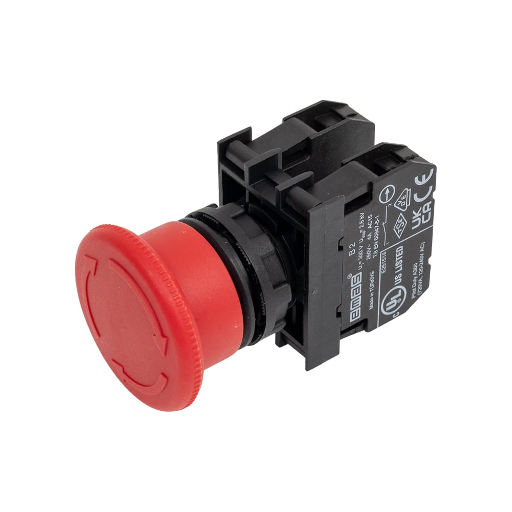 Изображение товара Аварийная кнопка Emas Грибок B202E красного цвета, IP50, 4А, 220В