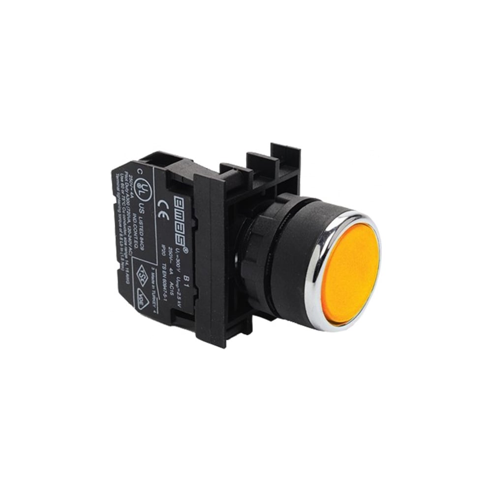 Изображение товара Нажимная кнопка Emas круглая желтая 2НО CM101DS