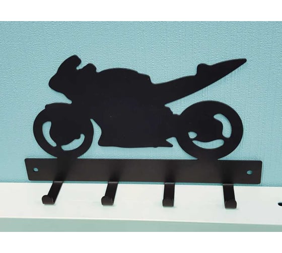 Изображение товара Крючок для одежды Parallax настенная черная в виде мотоцикла MOTO-002