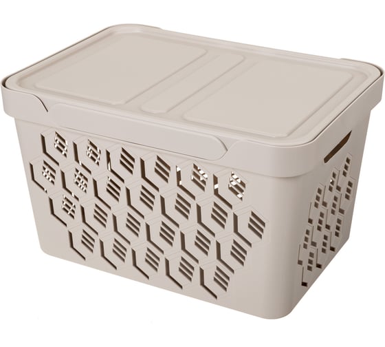 Изображение товара Универсальный ящик Econova Deluxe с крышкой, 380х276х220 мм, 18 л светло-бежевый 433205934