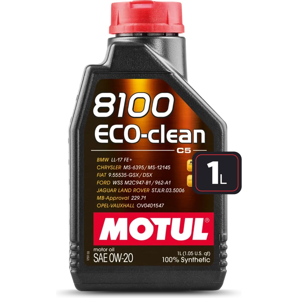 Изображение товара Моторное масло MOTUL 8100 ECO-CLEAN 0W20 1 литр синтетика Изображение товара Моторное масло MOTUL 8100 ECO-CLEAN 0W20 1 литр синтетика