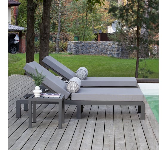 Изображение товара Набор садовой мебели GreenWeen AMALFI, цвет LAVA/ткань водонепр. Stone 3 предмета: 2 шезлонга, кофейный столик GW-AL-AMALFI-G-S3D