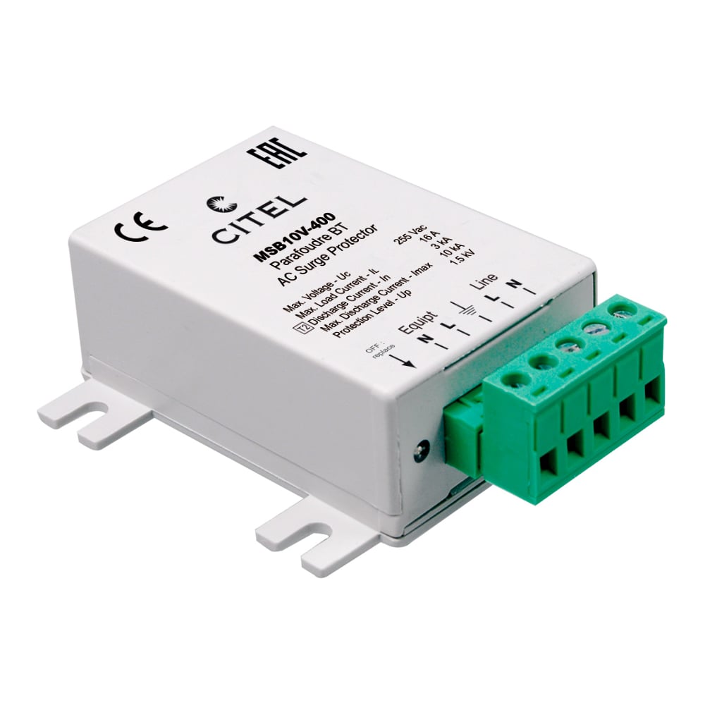 Изображение товара Устройство защиты от импульсных перенапряжений CITEL MSB10V-400 2 полюса Изображение товара Устройство защиты от импульсных перенапряжений CITEL MSB10V-400 2 полюса