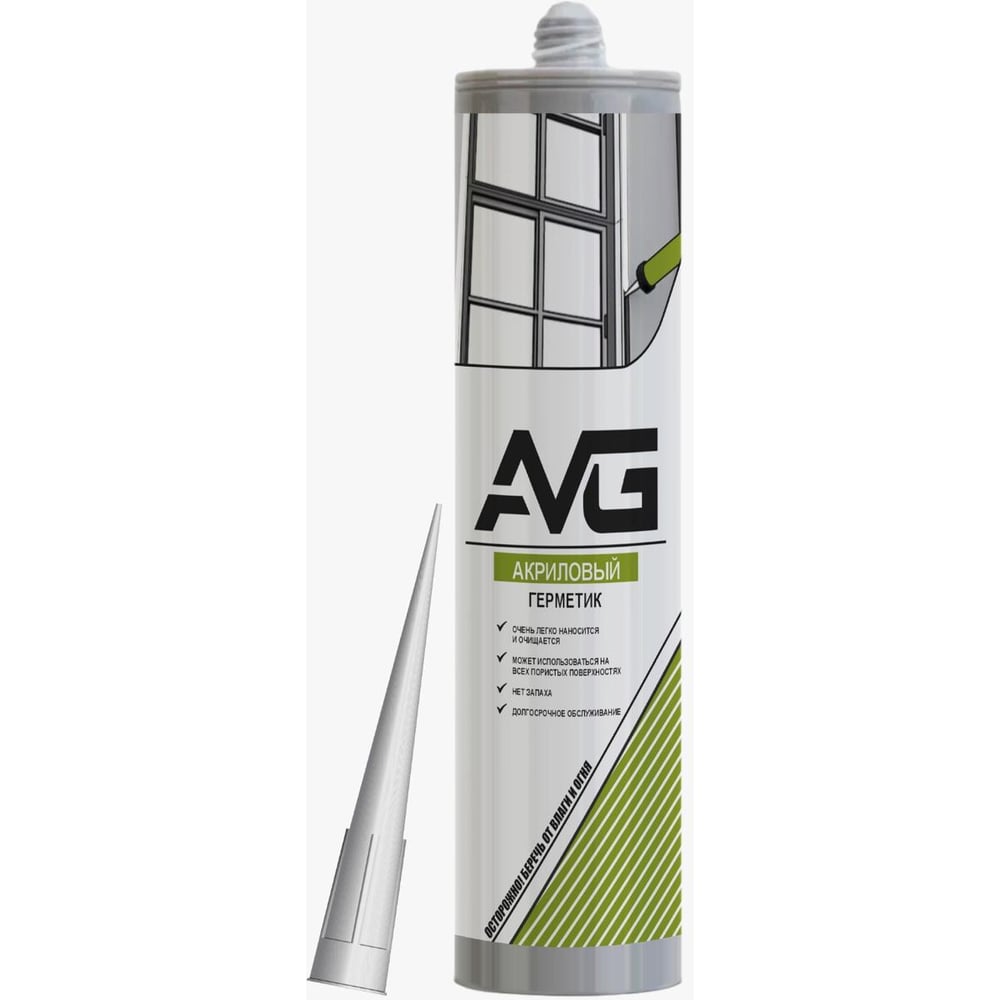 Изображение товара Акриловый герметик AVG белый 0.32 л универсальный термостойкий морозостойкий