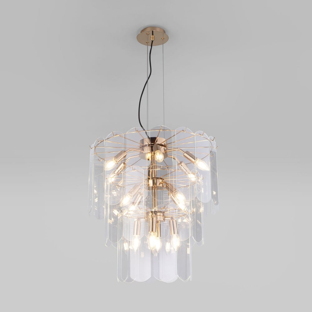 Изображение товара Подвесная люстра Eurosvet Claire 60171 стекло золото стиль арт-деко