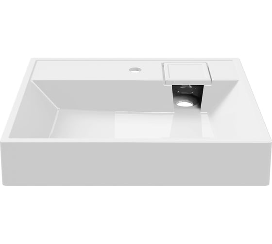 Изображение товара Раковина над стиральной машиной Bauedge BAU Cerama 60x60, литьевой мрамор в комплекте с кронштейнами и выпуском, белая UF0005