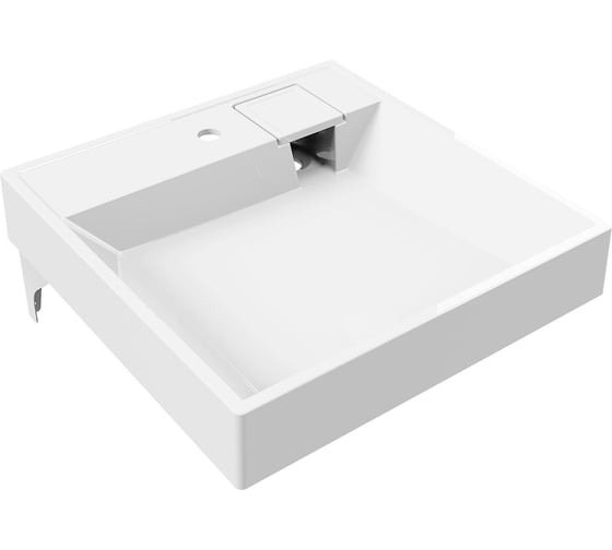 Изображение товара Раковина над стиральной машиной Bauedge BAU Cerama 60x50, литьевой мрамор в комплекте с кронштейнами и выпуском, белая UF0004