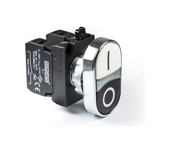 Изображение товара Кнопка Emas сдвоенная, черно-белая, 1НО+1НЗ, CM CM102K20HB