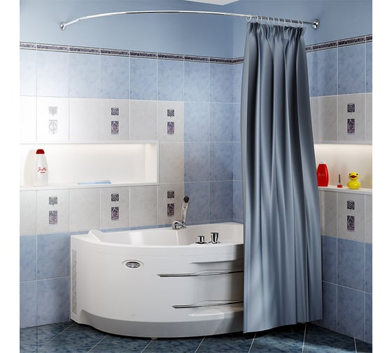 Изображение товара Карниз для шторы на ванну Радомир Ирма 160х105 хром 1-12-2-0-0-229