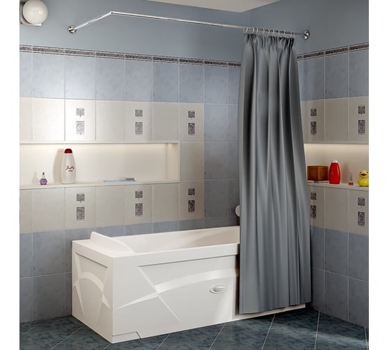 Изображение товара Карниз для шторы на прямоугольную ванну Радомир Г-образный 180х85 хром 1-12-2-0-0-993