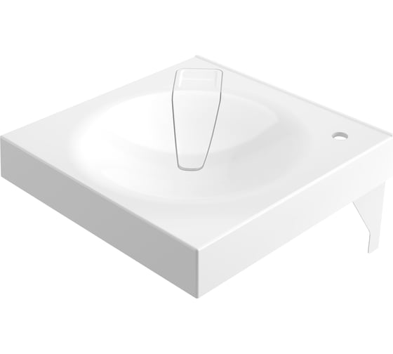 Изображение товара Раковина над стиральной машиной Bauedge BAU Element 60x60, литьевой мрамор в комплекте с кронштейнами и выпуском, белая UF0003