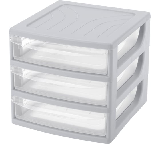 Изображение товара Органайзер Econova формат А6, 3 ящика, 175х186х214 мм, светло-серый 433224030