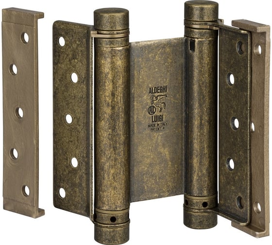 Изображение товара Барная пружинная петля двойного действия ALDEGHI LUIGI SPA 125х48х42 мм, цвет: античная латунь, к-т: 2 шт + ключ с декоративными шурупами 101OA125B