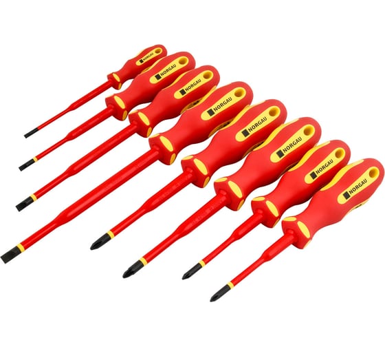 Изображение товара Набор диэлектрических отверток с тонким жалом NORGAU 8 предметов ,тип NSB172VDE-008 067123008