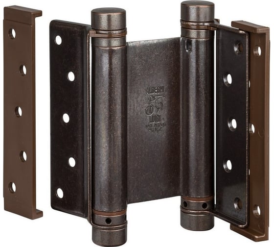 Изображение товара Барная пружинная петля двойного действия ALDEGHI LUIGI SPA 148х50х42 мм, цвет: бронза, к-т: 2 шт + ключ с декоративными шурупами 101AB150B