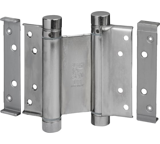 Изображение товара Барная пружинная петля двойного действия ALDEGHI LUIGI SPA 100х37х33 мм, цвет: хром, к-т: 2 шт + ключ с декоративными шурупами 101AC100B2