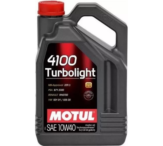 Изображение товара Моторное масло MOTUL 4100 TURBOLIGHT 10W40 5 л 113214