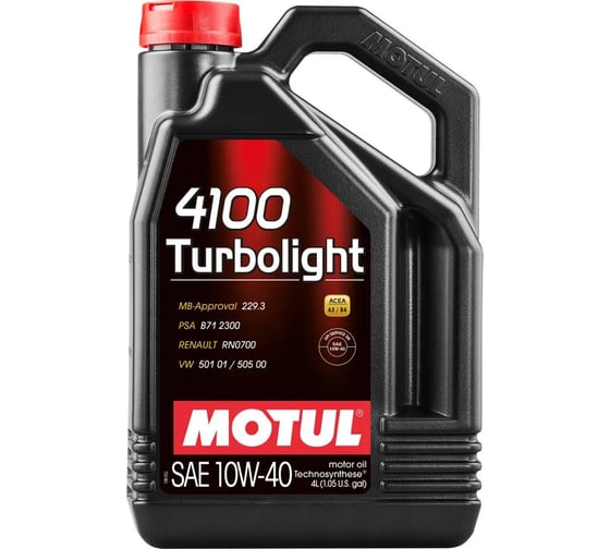 Изображение товара Моторное масло MOTUL 4100 TURBOLIGHT 10W40 4 л 112933