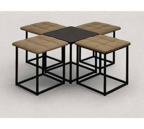 Изображение товара Пуф трансформер Divan24 5 в 1 пуфик со столом трансформер в гостинную, бежевый велюр 77000200