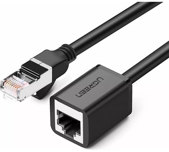 Изображение товара Удлинитель Ugreen NW112 (11281) Cat 6 F/UTP Ethernet RJ45 Extension Male/Female Patch Cords. Длина: 2м. Цвет: черный 11281_