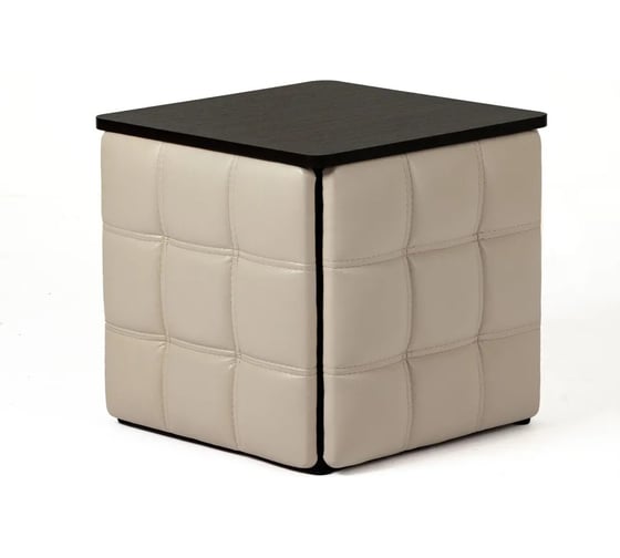 Изображение товара Пуф трансформер Divan24 5 в 1 пуфик со столом трансформер, в гостинную, бежевый, искусственная кожа 77000202