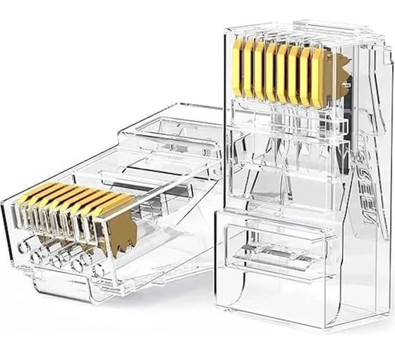 Изображение товара Коннектор Ugreen NW120 (50962) Cat 6 Unshielded RJ45 Modular Plugs 50 шт. Цвет: прозрачный 50962_