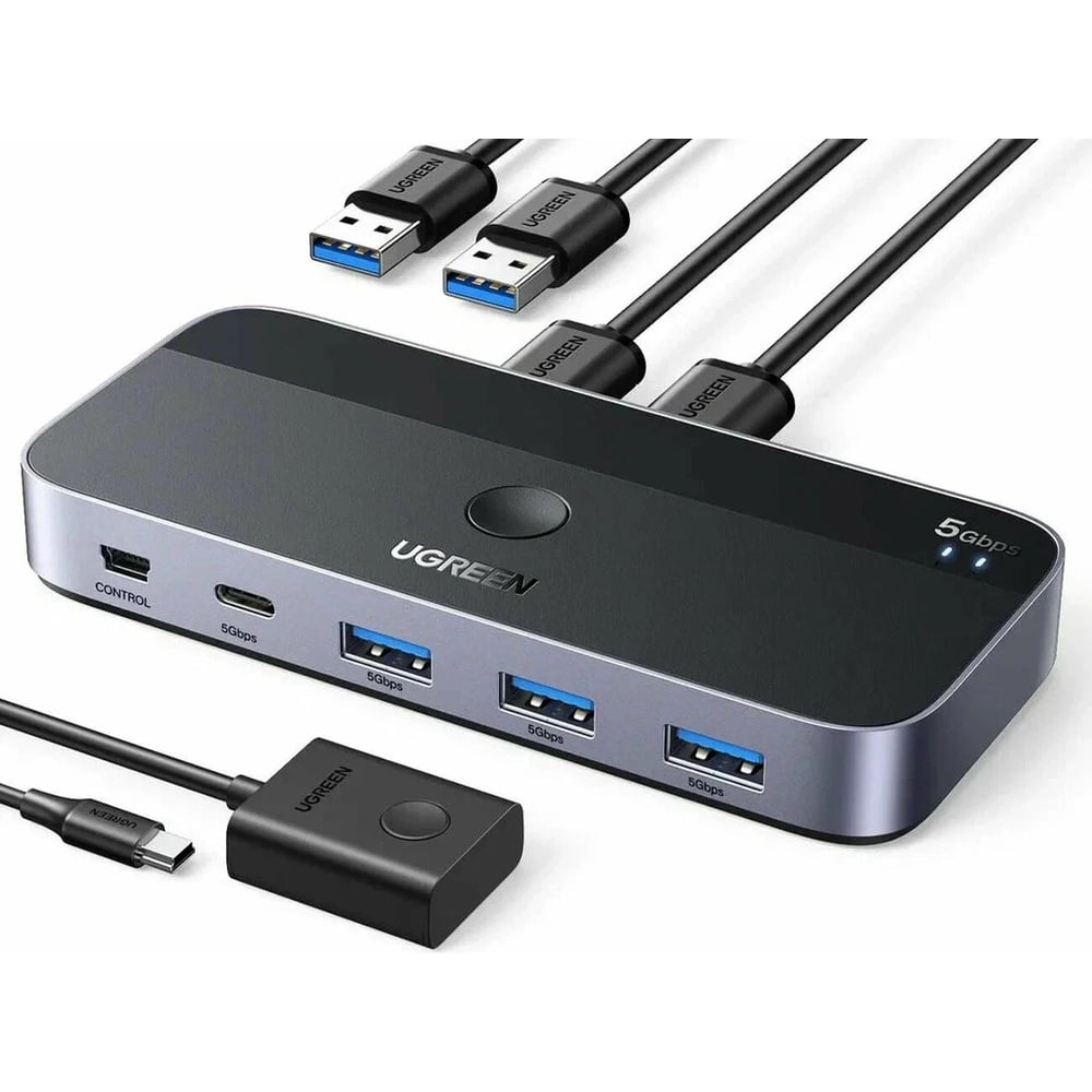 Изображение товара Ugreen CM662 USB 3.0 Sharing Switch 2 In 4 Out серый космос