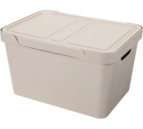 Изображение товара Универсальный ящик Econova Luxe с крышкой, 380х276х220 мм, 18 л светло-бежевый 433205834