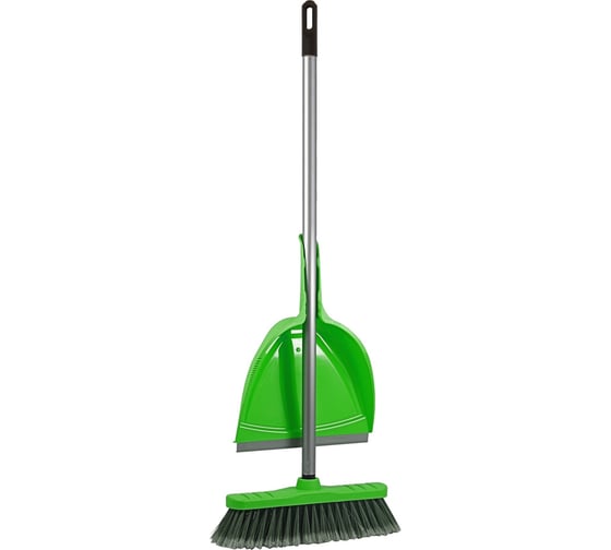 Изображение товара Набор для сухой уборки In'Loran щетка с совком, ручка 110 см, салатовый MSO-104SL
