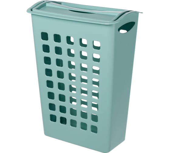 Изображение товара Узкая корзина для белья Бытпласт с поворотной крышкой 430х260х580 мм, 38 л светло-голубой 431255431