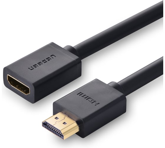Изображение товара Кабель Ugreen HD107 (10145) HDMI Male to Female Cable в оплетке. Длина 3м. Цвет: черный 10145_