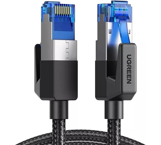 Изображение товара Кабель Ugreen NW153 (80429) Cat8 CLASSⅠF/FTP Round Ethernet Cable With Braid. Длина: 1м. Цвет: черный 80429_