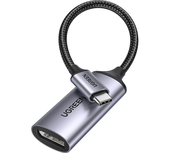 Изображение товара Адаптер Ugreen CM654 (15575) USB-C to DisplayPort 8K-60Hz 10cm Adpter. Длина: 10см. Цвет: серый 15575_