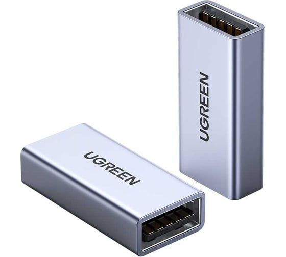 Изображение товара Адаптер Ugreen US381 (20119) USB3.0 A/F to A/F Adapter Aluminum Case. Цвет: серый 20119_