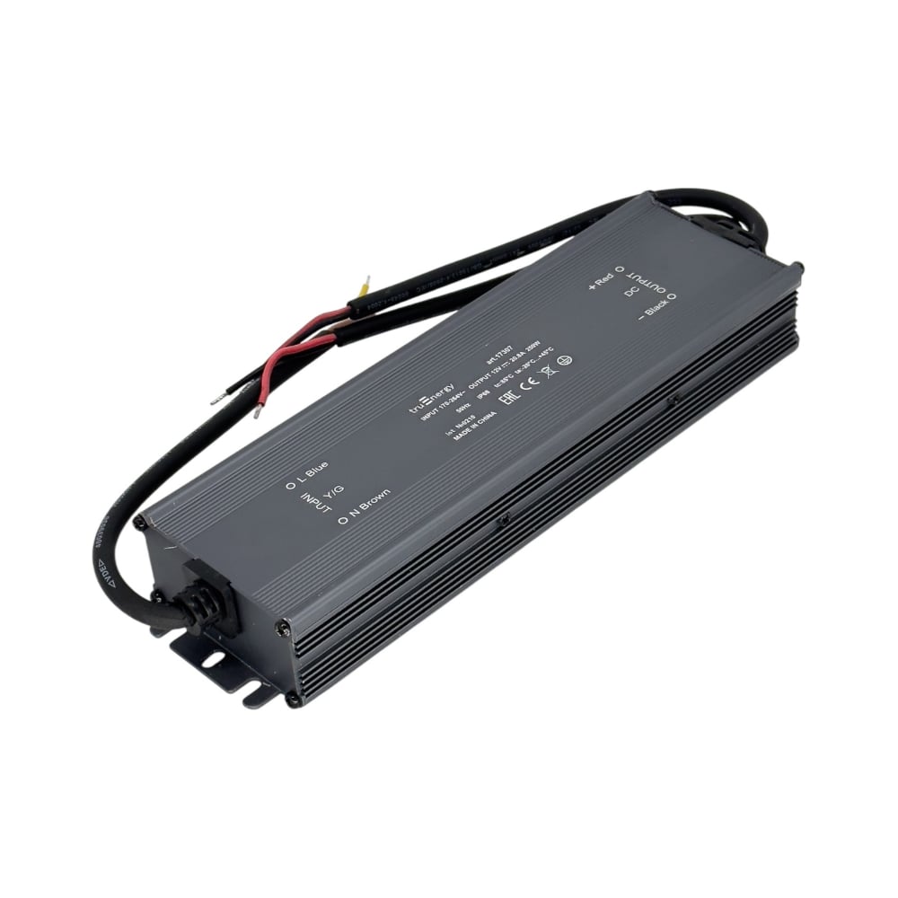 Изображение товара Блок питания для светодиодной ленты truEnergy 12V, 250W, IP68, алюминий, 235x75x36мм 17307