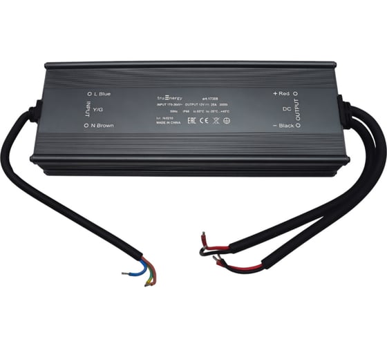 Изображение товара Блок питания для светодиодной ленты truEnergy 12V, 300W, IP68, алюминий, 265x90x36мм 17308