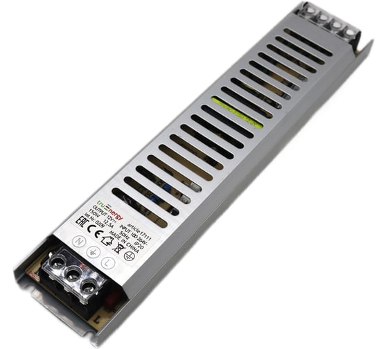 Изображение товара Блок питания для светодиодной ленты truEnergy 12V, 150W, IP20, алюминий, 250x53x22мм 17111