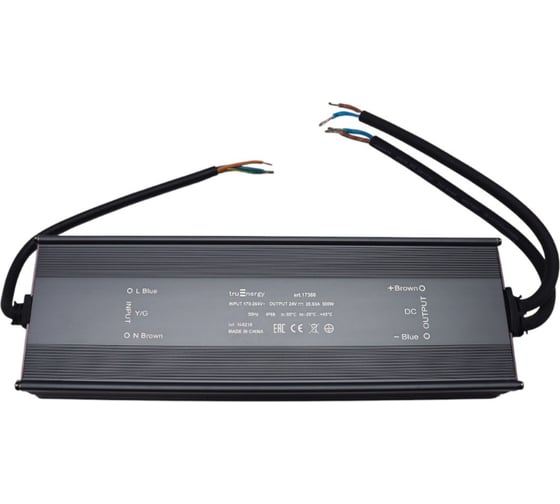 Изображение товара Блок питания для светодиодной ленты truEnergy 24V, 500W, IP68, алюминий, 285x90x36мм 17360