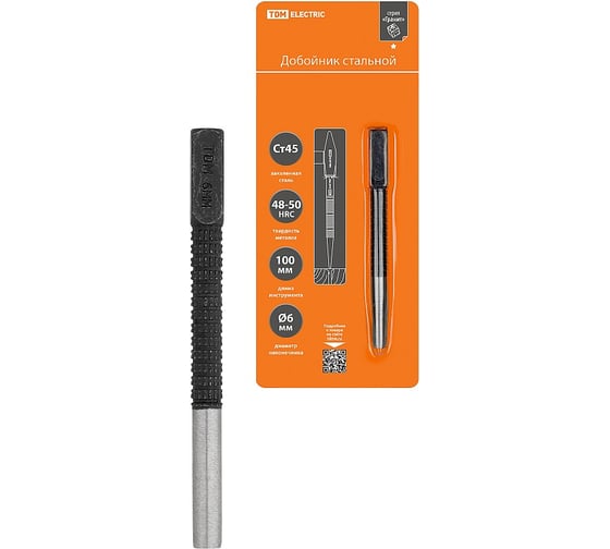 Изображение товара Добойник TDM ELECTRIC диаметр 6 мм, длина 100 мм, углеродистая сталь, блистер Гранит TDM SQ1022-0605