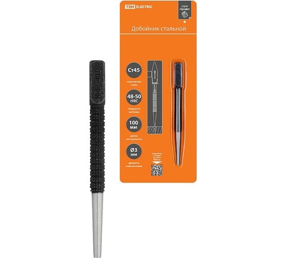 Изображение товара Добойник TDM ELECTRIC диаметр 3 мм, длина 100 мм, углеродистая сталь, блистер Гранит TDM SQ1022-0602