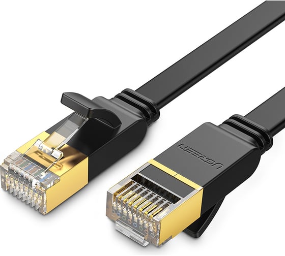 Изображение товара Кабель Ugreen NW106 (11265) Cat 7 U/FTP Lan Cable Flat Design. Длина: 10м. Цвет: черный 11265_