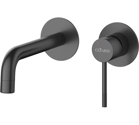 Изображение товара Смеситель для раковины встраиваемый Cezares с внутренней частью, без донного клапана, черный матовый RELAX-BLI2-1-NOP-W0