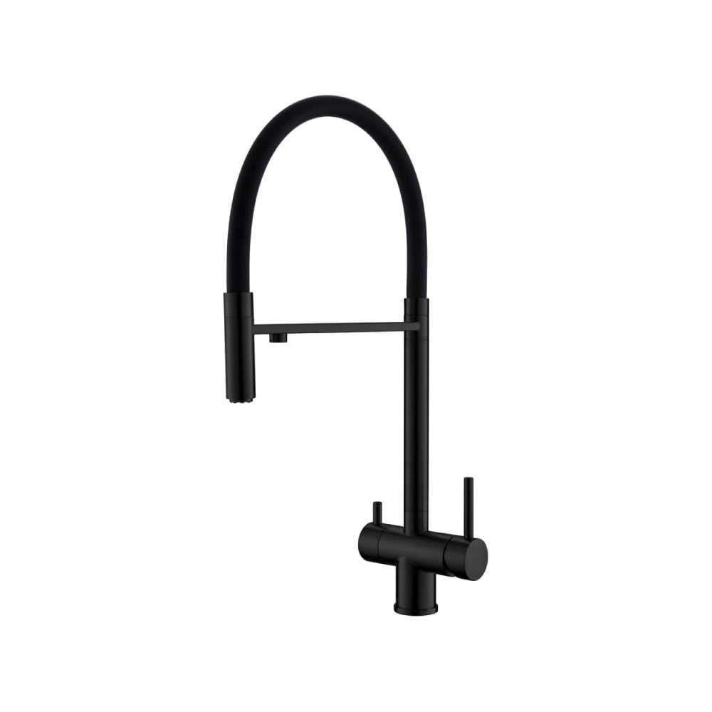 Изображение товара Смеситель для кухни с гибким изливом и подключением фильтра Wesnaart черный EKO05-160MatBlack