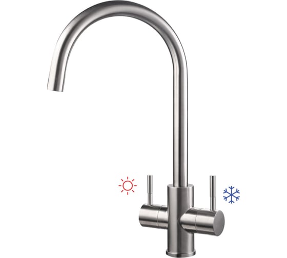 Изображение товара Смеситель для кухни Wesnaart ДВУХЗАХВАТНЫЙ из нержавеющей стали EKO, сатин EKO05-1102